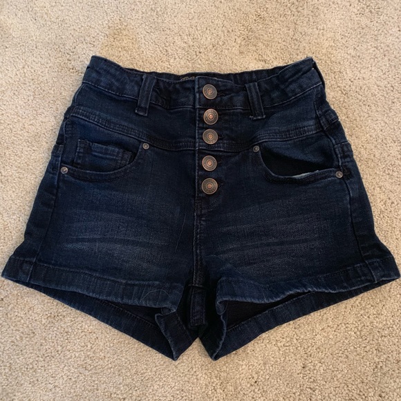 dELiA*s Pants - Delia’s Dark High-Wasted Button Up Jean Shorts